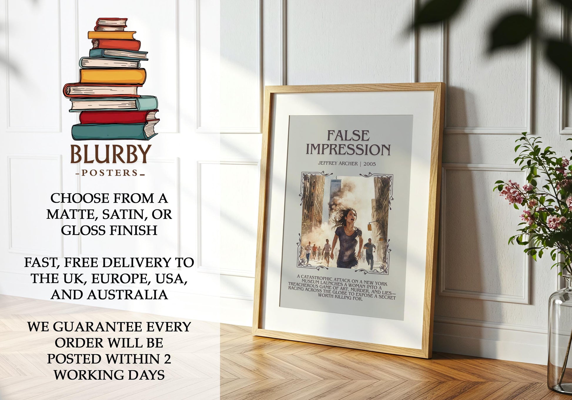 False Impression by Jeffrey Archer | Descriptive Book Poster | Blurby