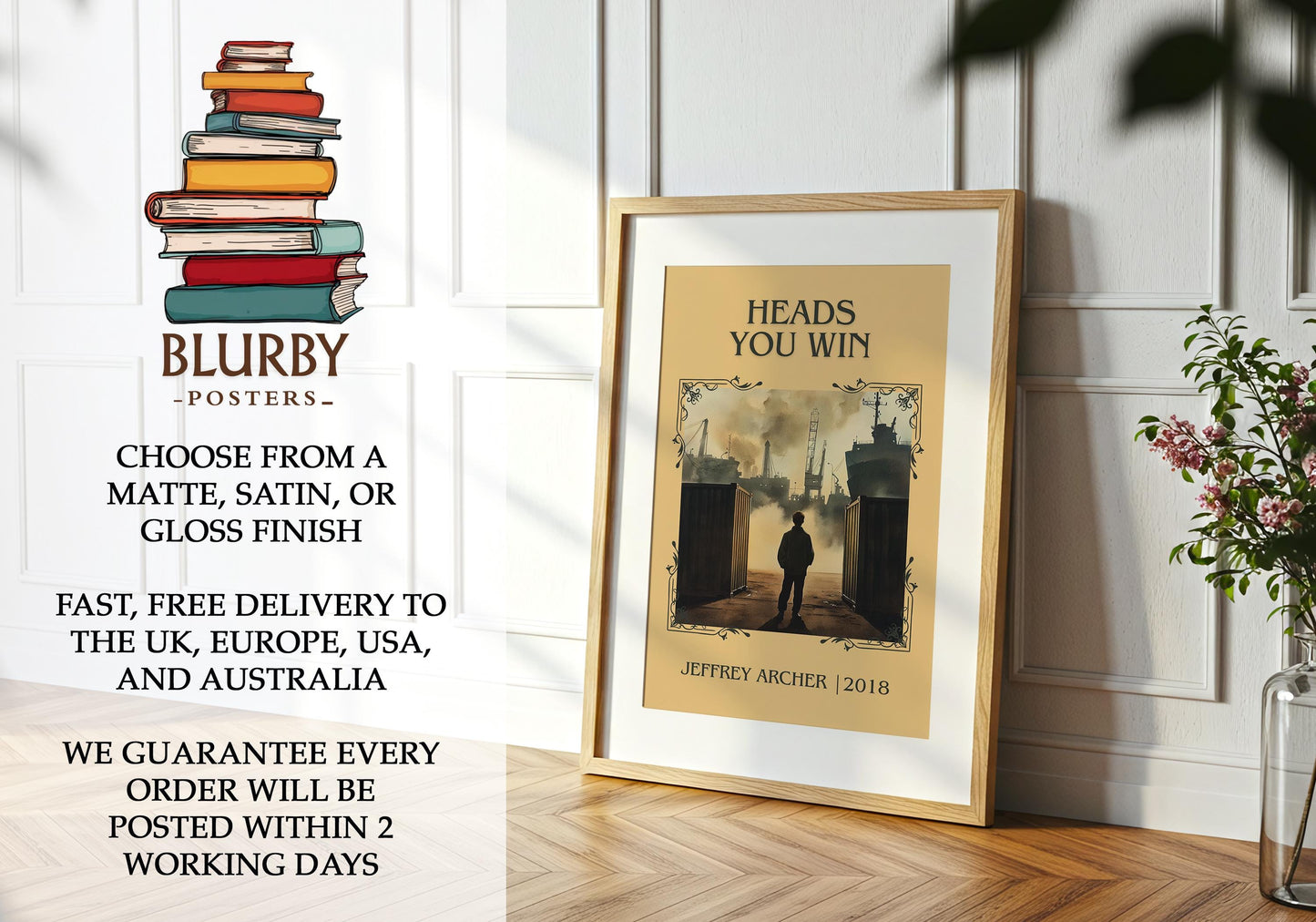 Heads You Win book poster packaging – museum-quality print rolled in protective tube