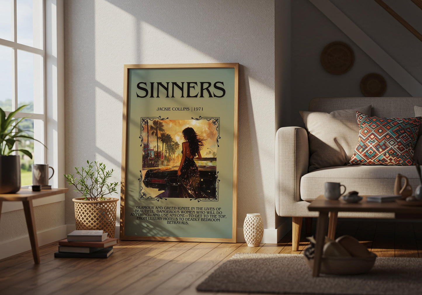 Sinners by Jackie Collins | Descriptive Book Poster | Blurby