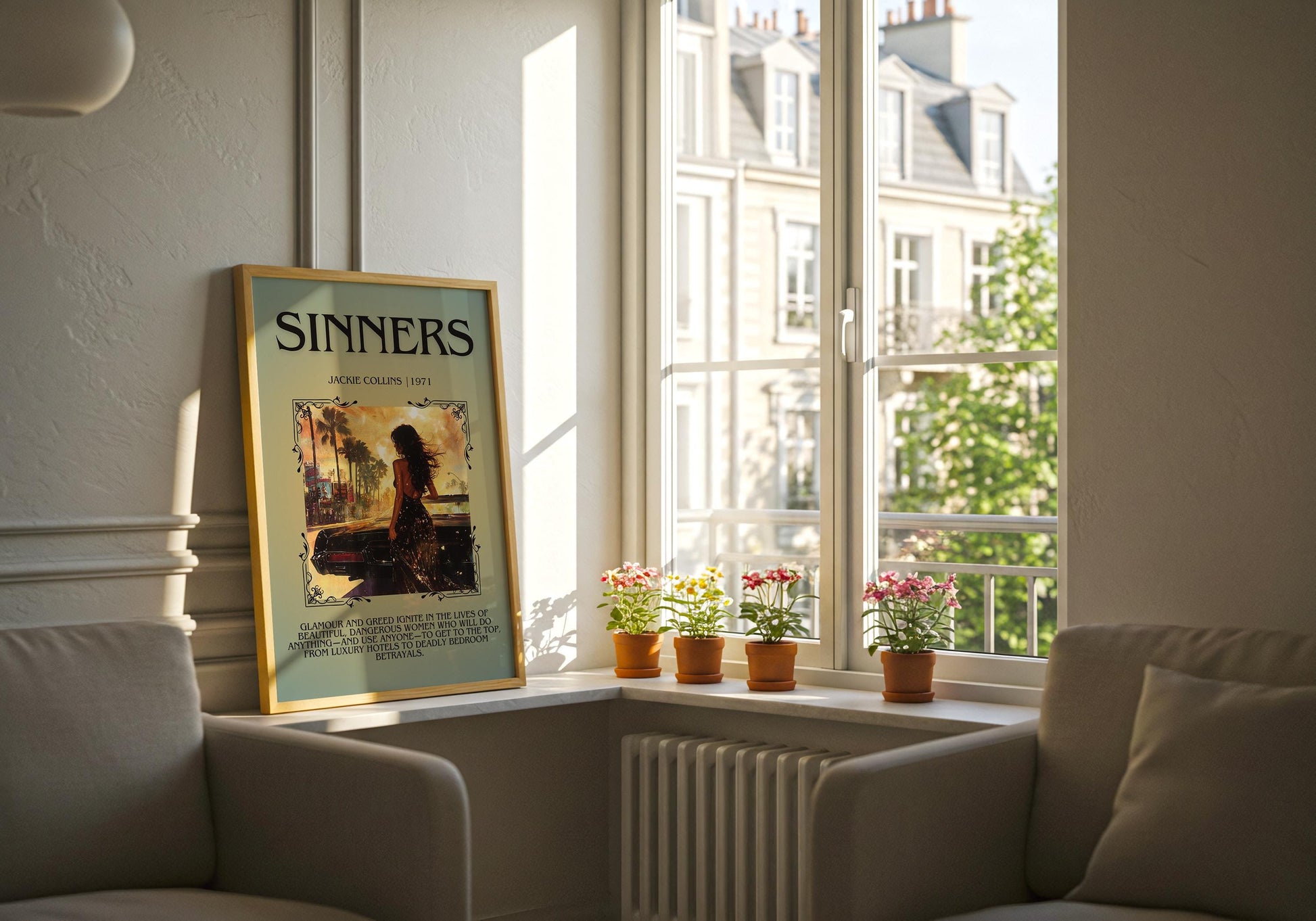 Sinners by Jackie Collins | Descriptive Book Poster | Blurby