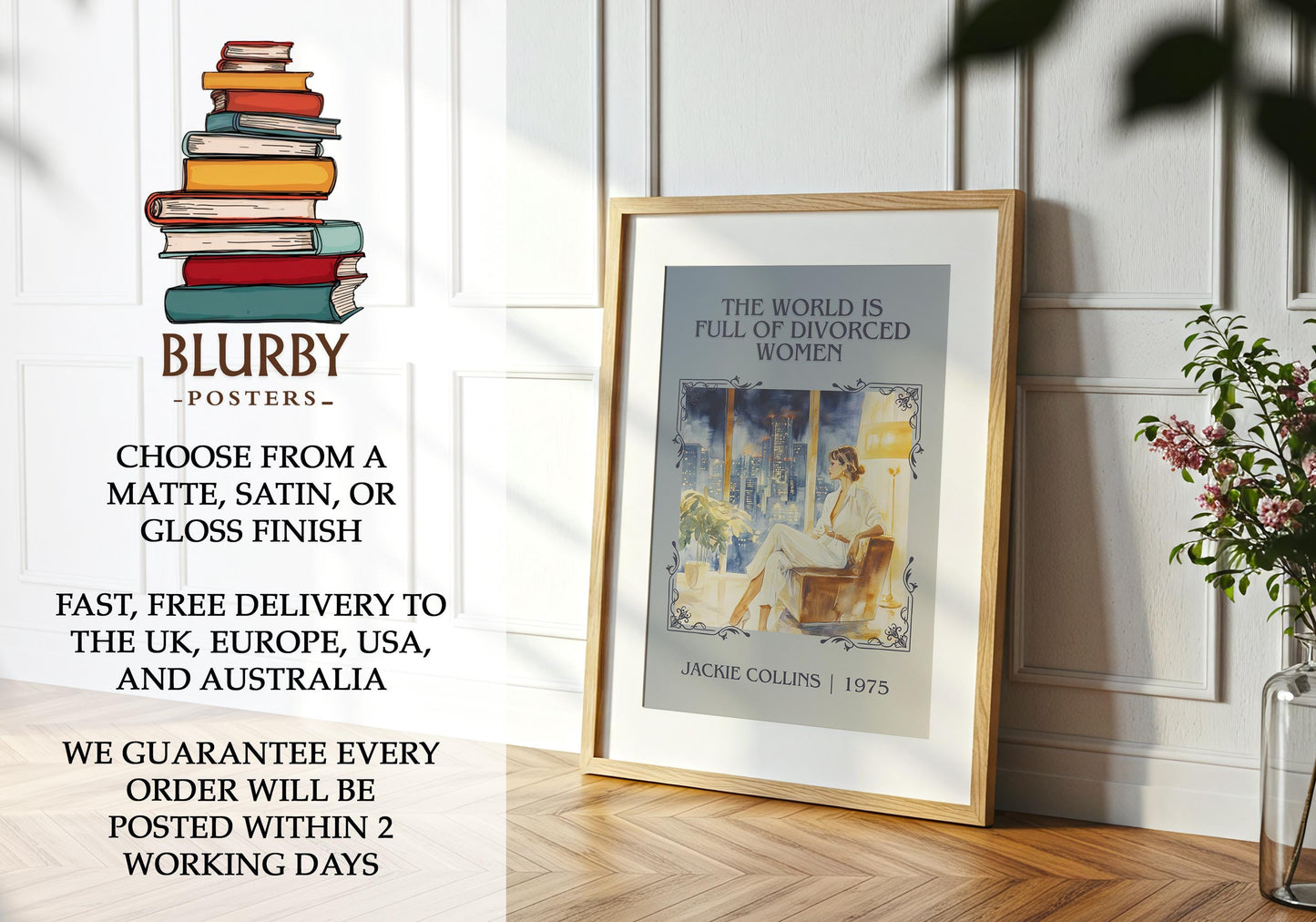 The World Is Full Of Divorced Women by Jackie Collins | Descriptive Book Poster | Minimalist