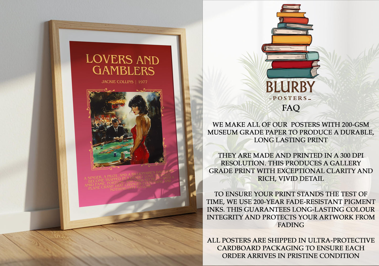 Lovers and Gamblers by Jackie Collins | Descriptive Book Poster | Blurby