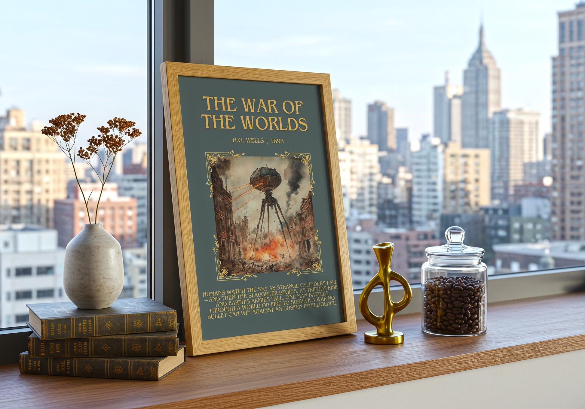The War Of The Worlds by H.G. Wells | Descriptive Book Poster | Blurby