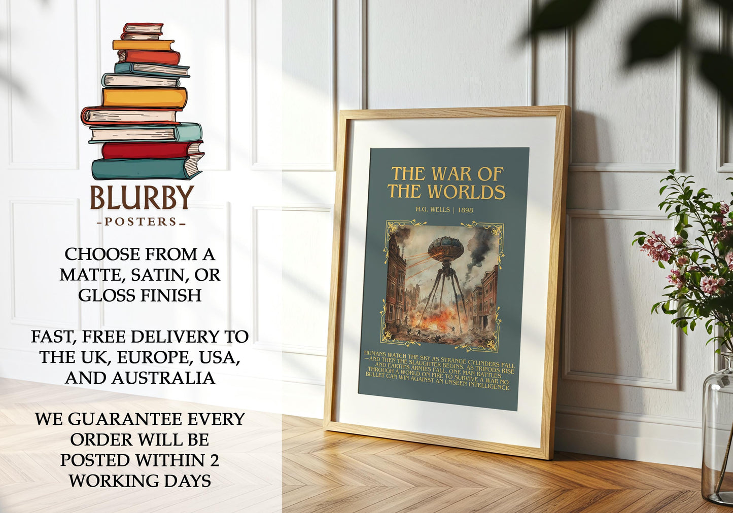 The War Of The Worlds by H.G. Wells | Descriptive Book Poster | Blurby