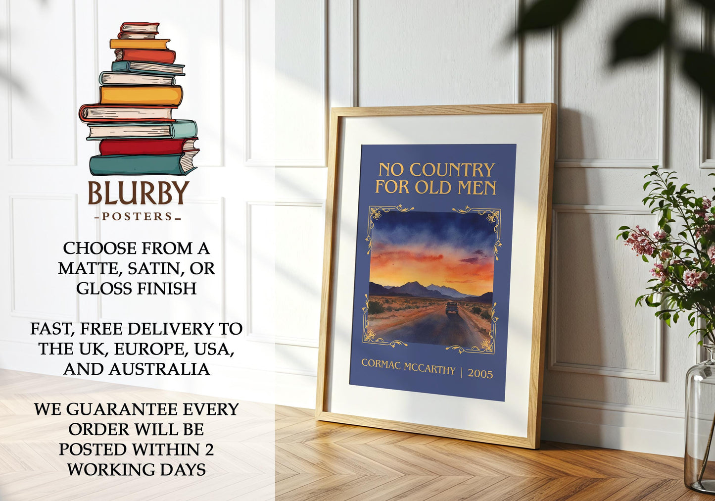No Country For Old Men book poster packaging – museum-quality print rolled in protective tube