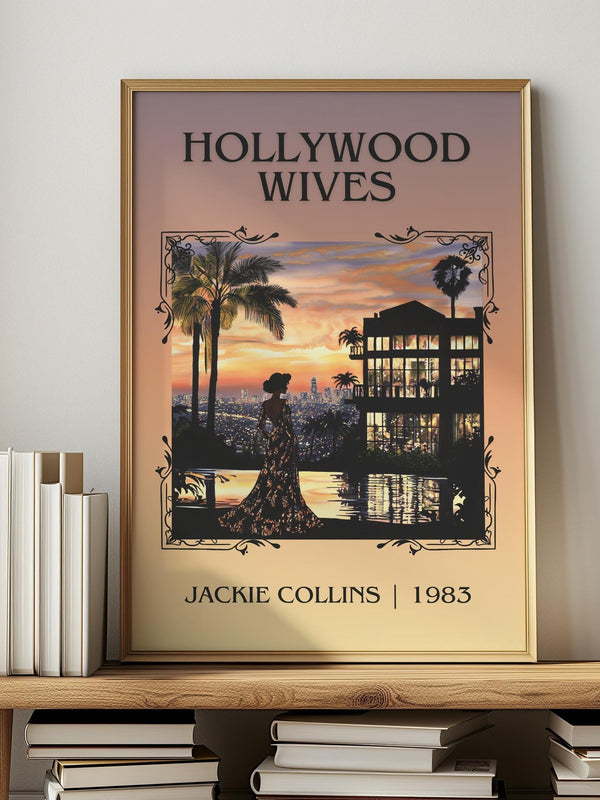 Hollywood Wives classic book art print in frame leaning in hallway – romance wall art