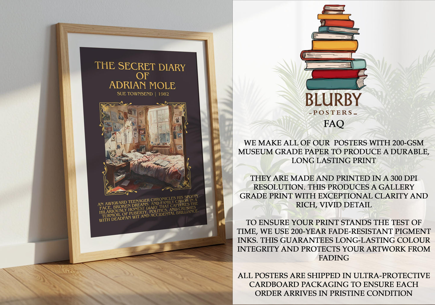 The Secret Diary Of Adrian Mole by Sue Townsend | Descriptive Book Poster | Blurby