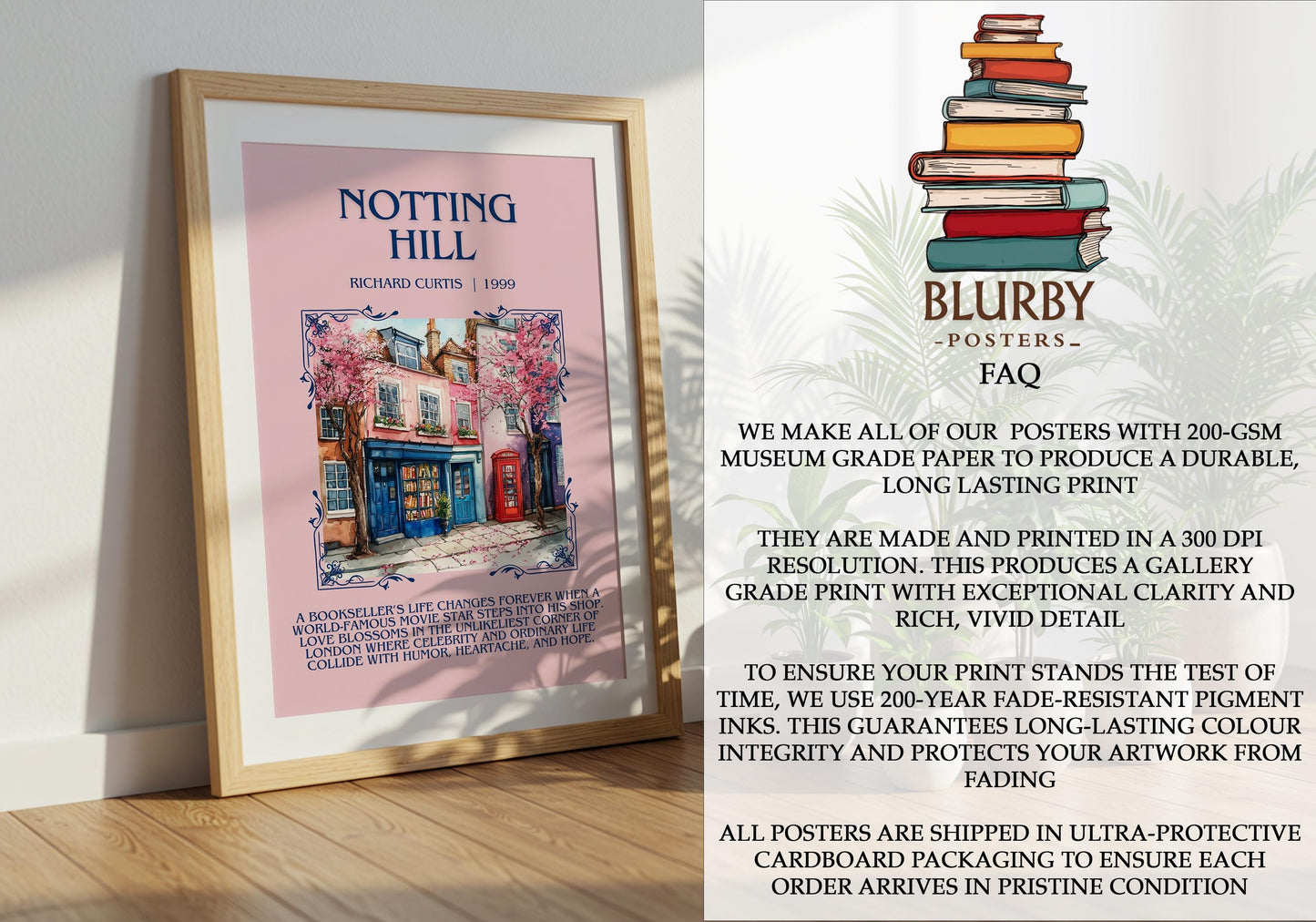 Notting Hill by Richard Curtis | Descriptive Book Poster | Blurby