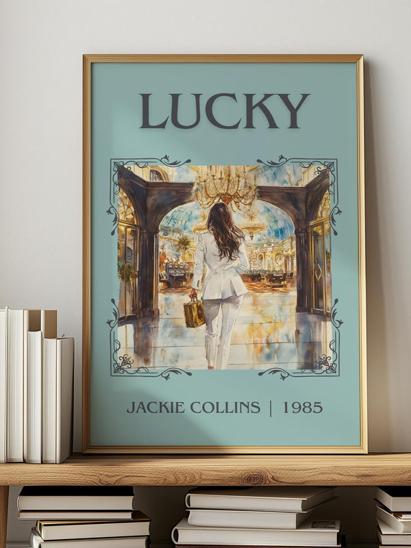Lucky classic book art print in frame leaning in hallway – romance wall art