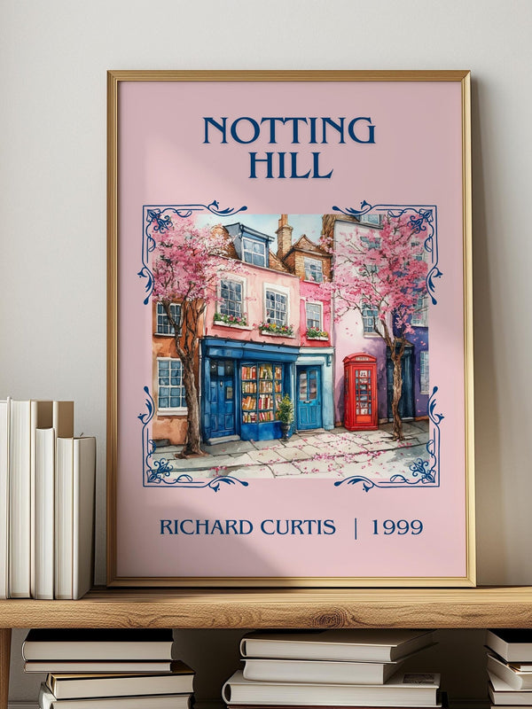 Notting Hill classic book art print in frame leaning in hallway – romance wall art