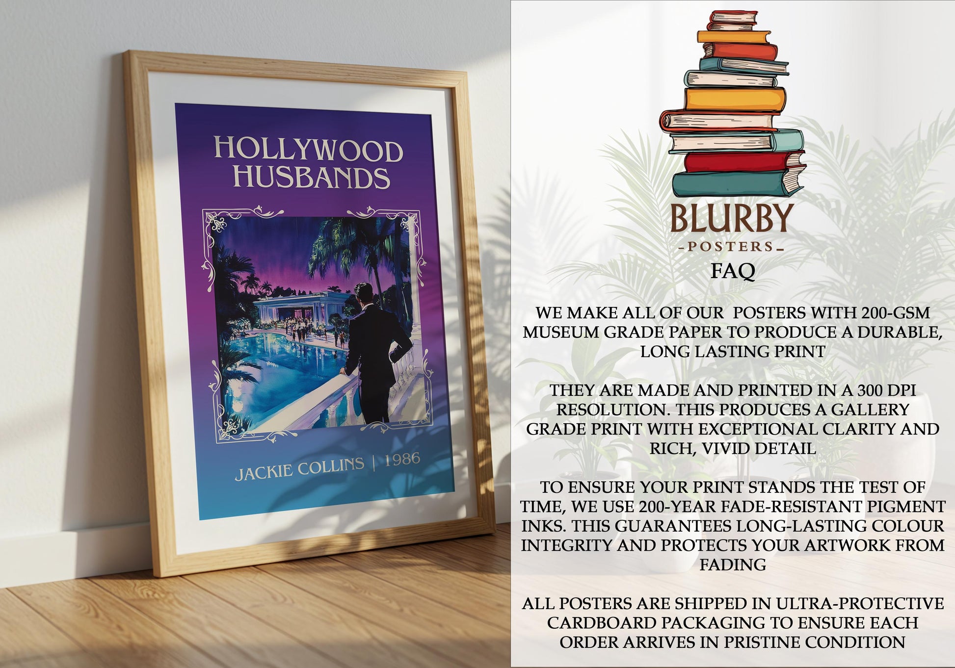 Hollywood Husbands by Jackie Collins | Descriptive Book Poster | Minimalist