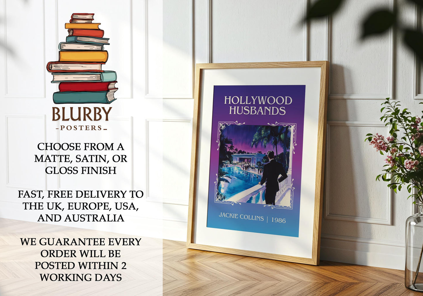 Hollywood Husbands book poster packaging – museum-quality print rolled in protective tube