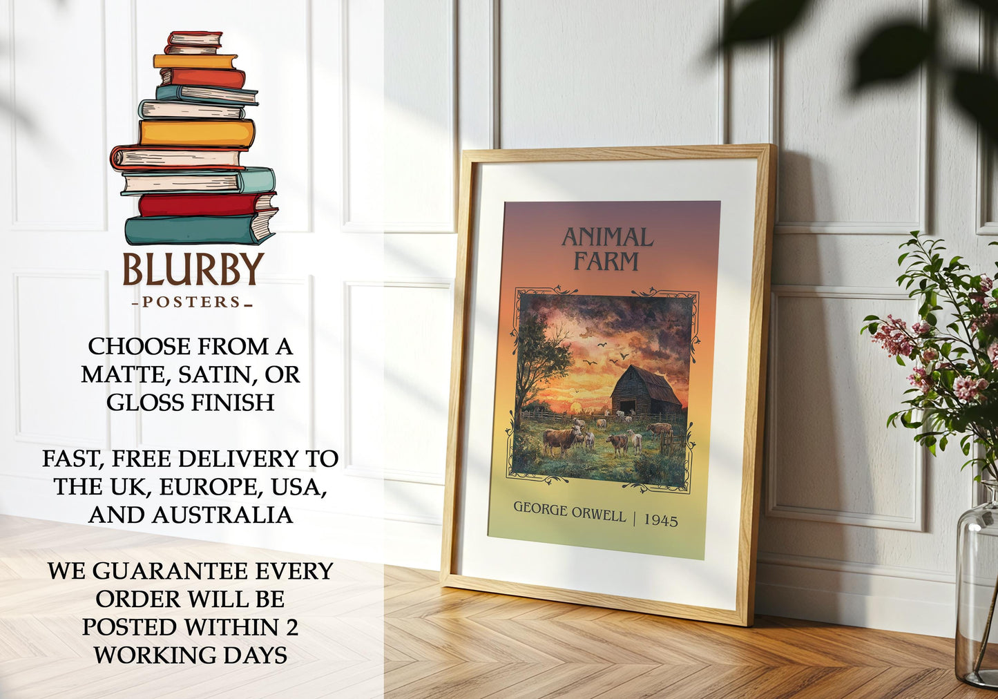 Animal Farm book poster packaging – museum-quality print rolled in protective tube