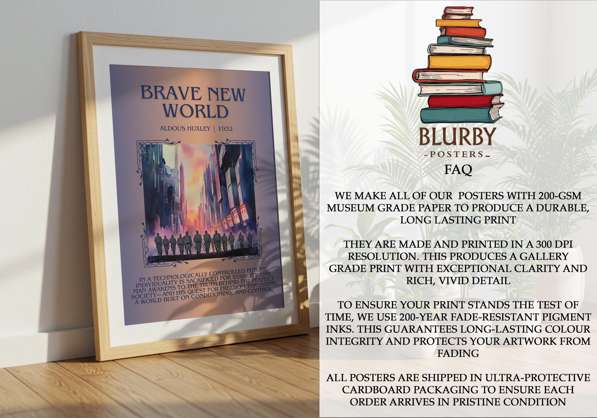 Brave New World by Aldous Huxley | Descriptive Book Poster | Blurby