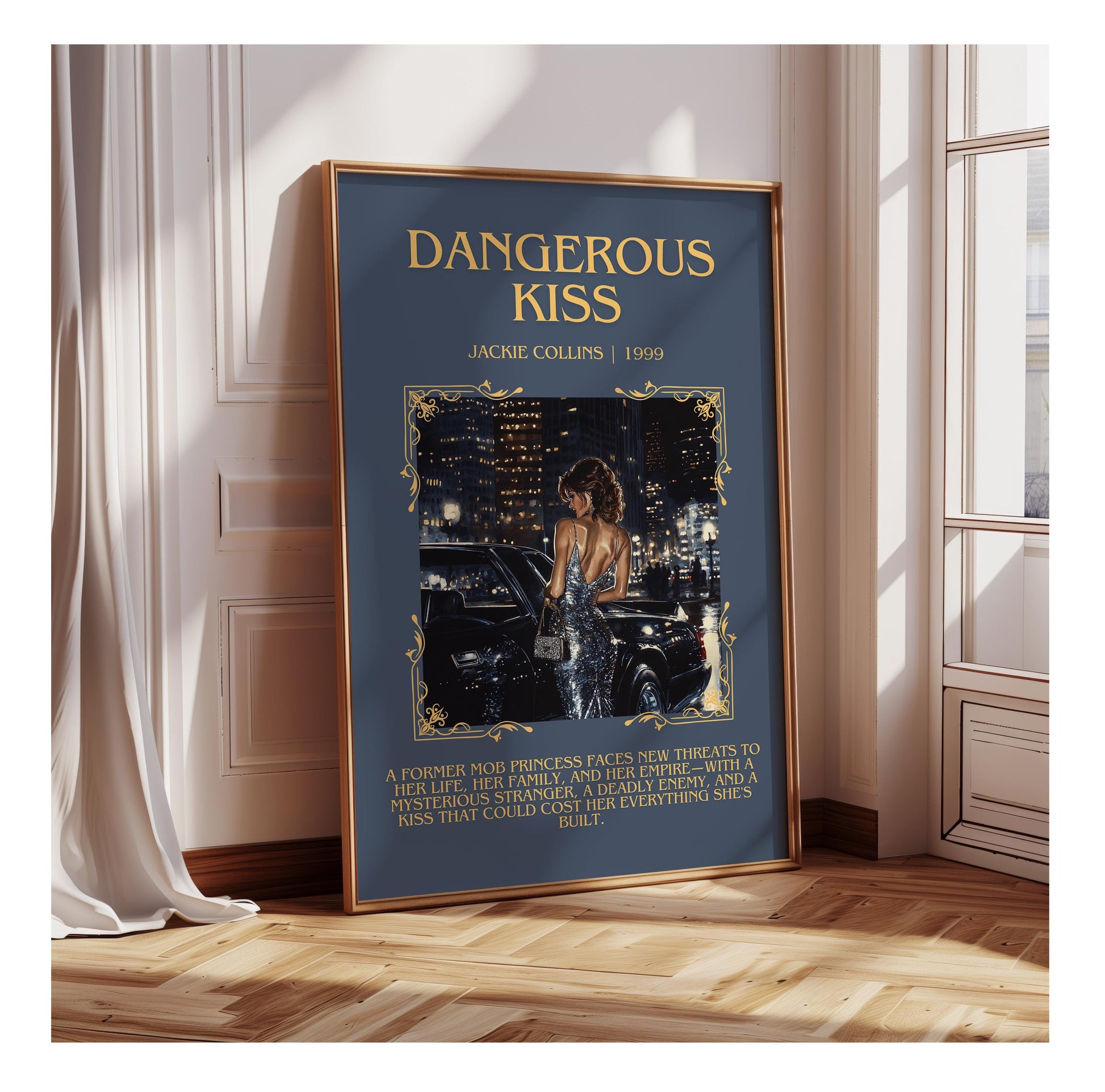 Dangerous Kiss by Jackie Collins | Descriptive Book Poster | Blurby