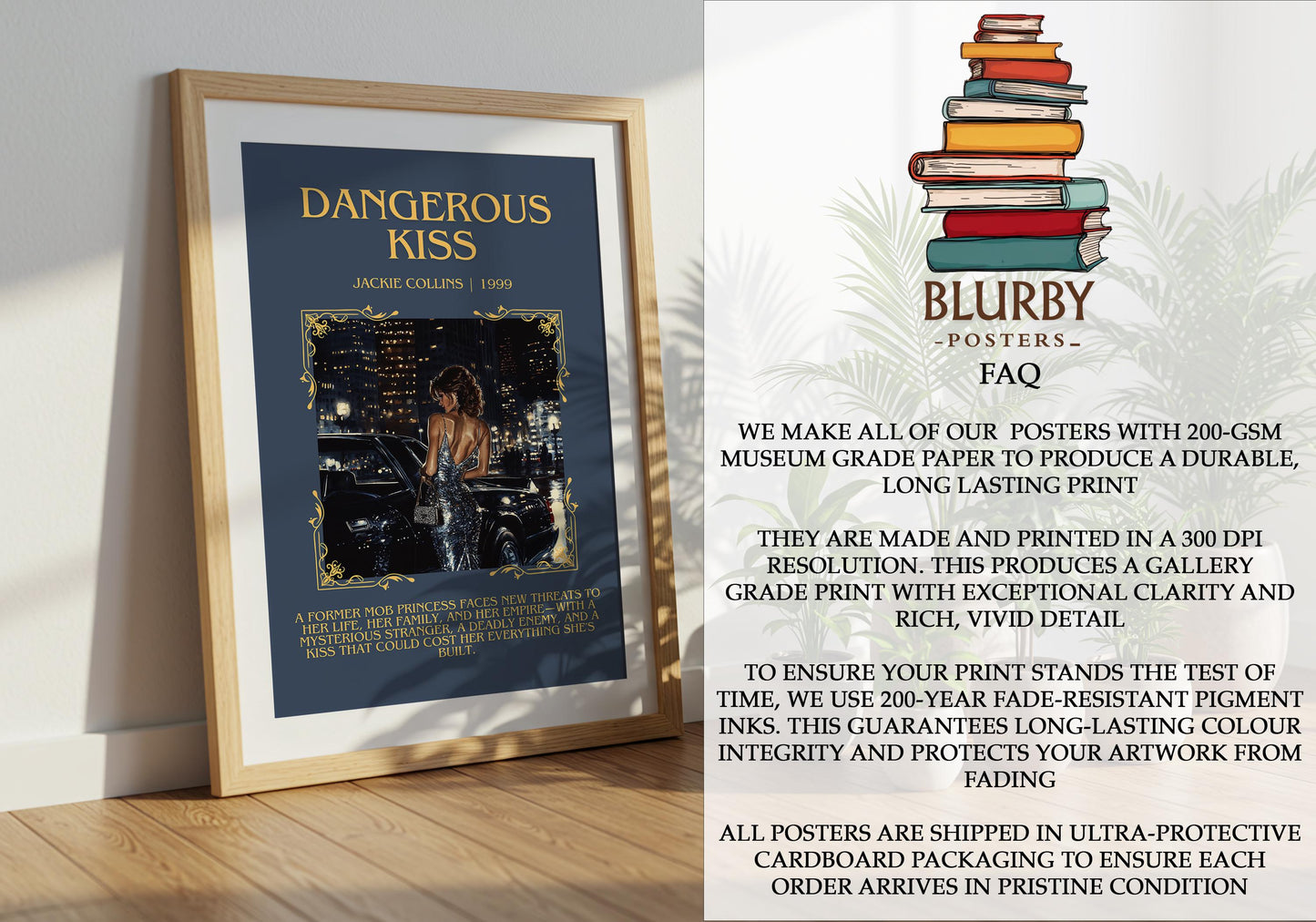 Dangerous Kiss by Jackie Collins | Descriptive Book Poster | Blurby