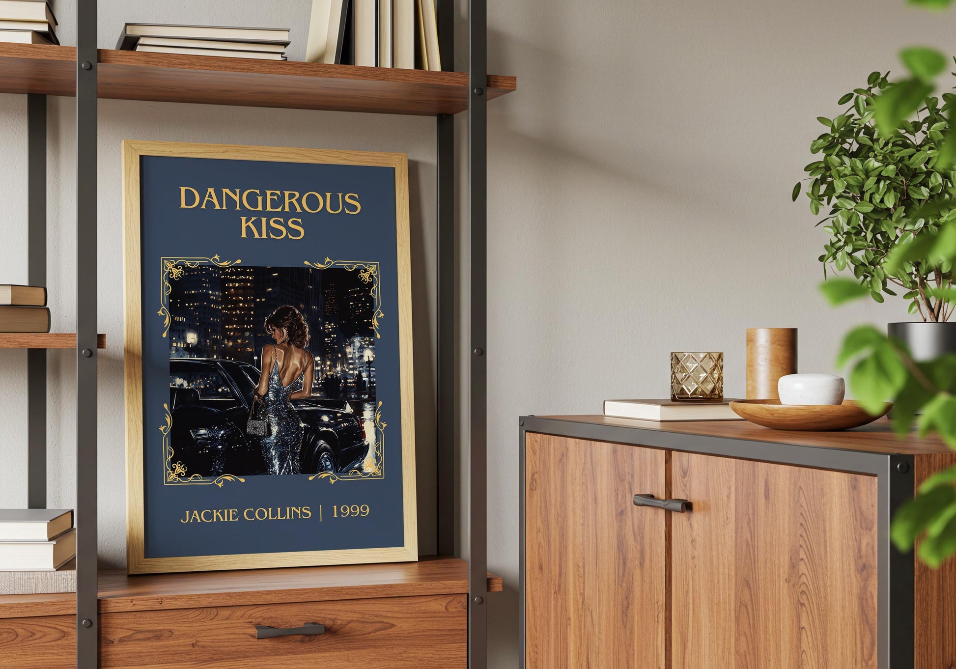 Dangerous Kiss by Jackie Collins | Descriptive Book Poster | Minimalist