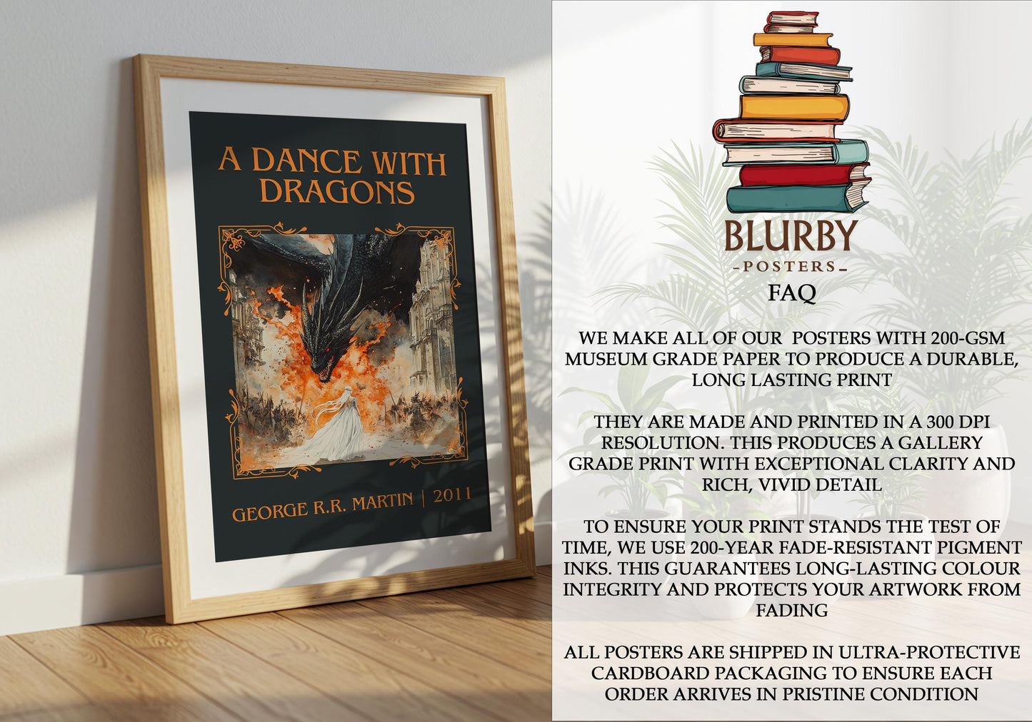 A Dance With Dragons by George R.R. Martin | Descriptive Book Poster | Minimalist