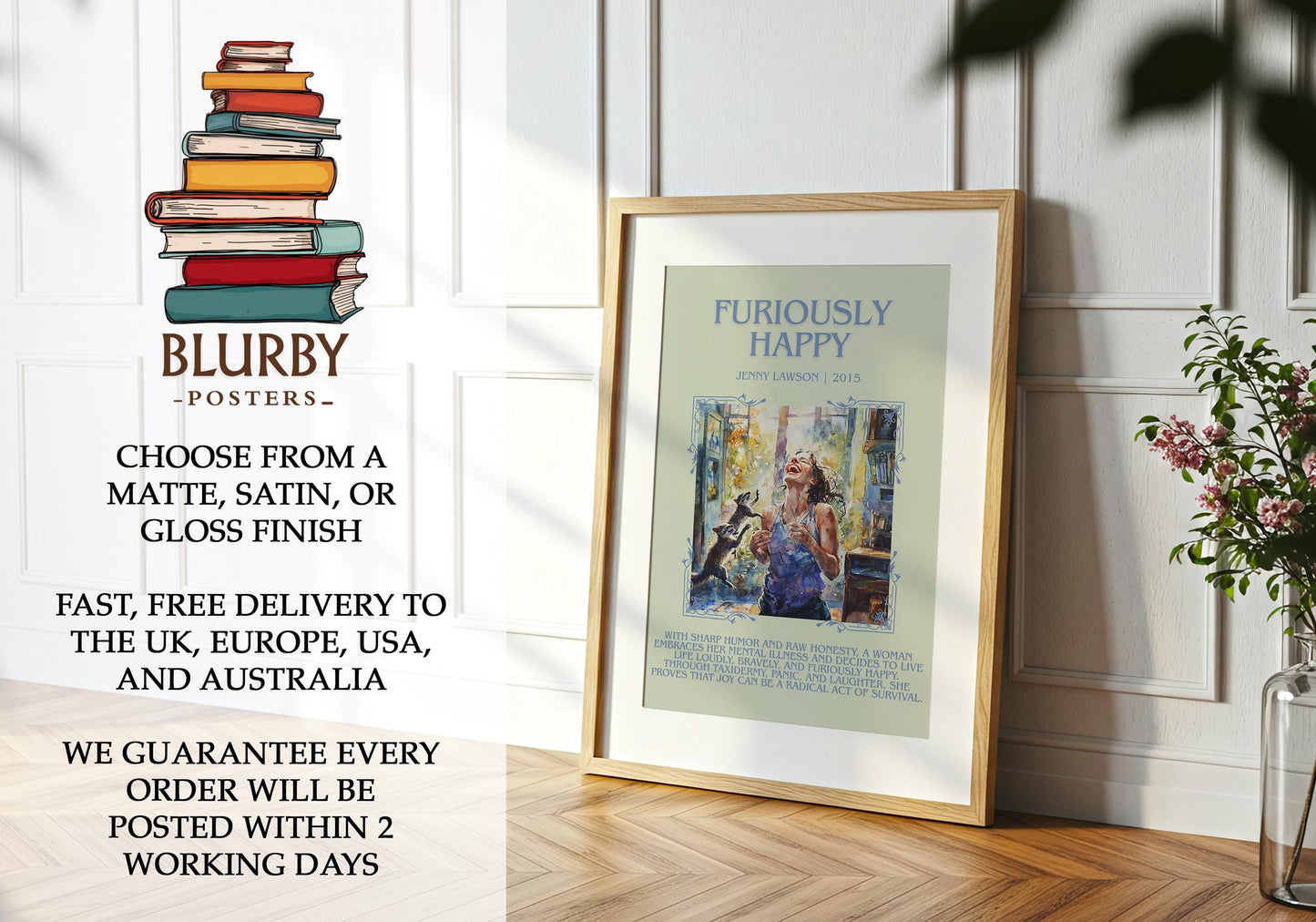 Furiously Happy by Jenny Lawson | Descriptive Book Poster | Blurby