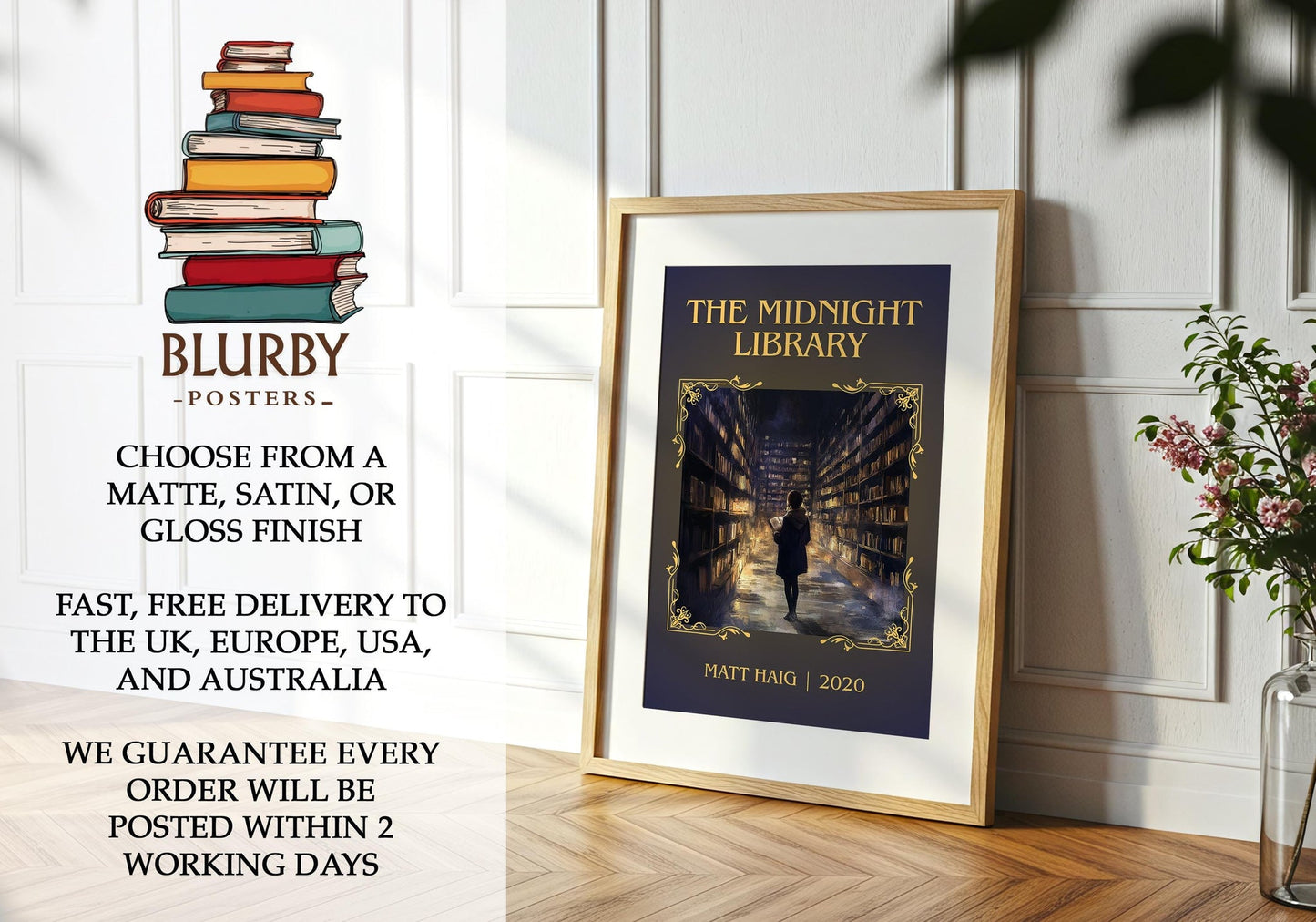 The Midnight Library book poster packaging – museum-quality print rolled in protective tube