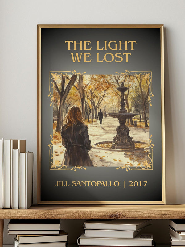 The Light We Lost classic book art print in frame leaning in hallway – romance wall art