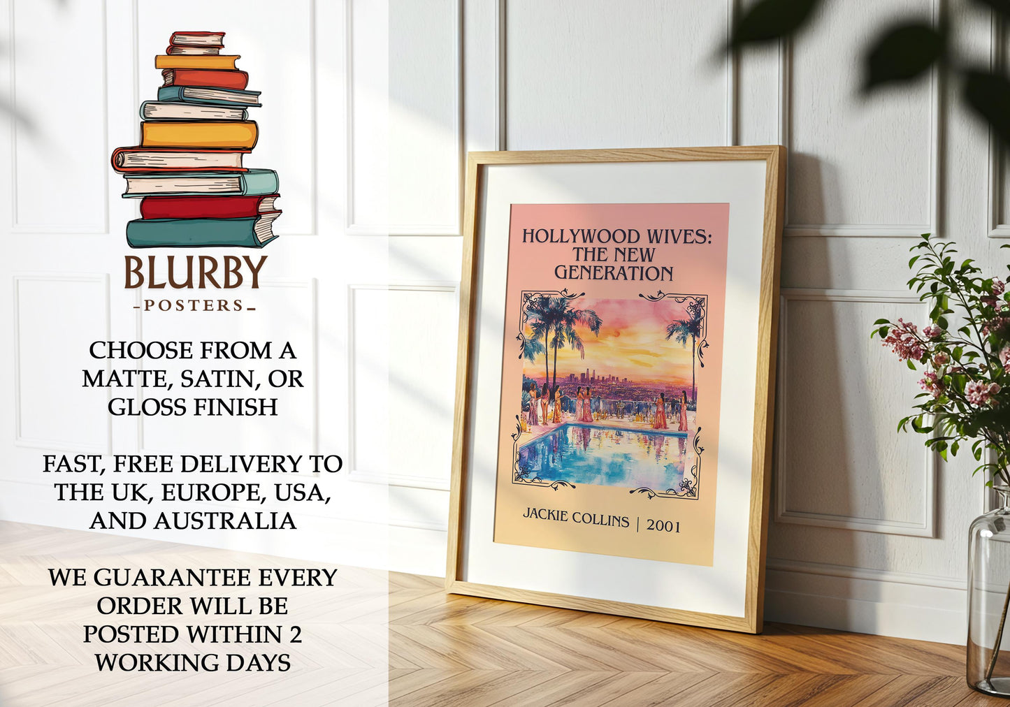 Hollywood Wives: The New Generation book poster packaging – museum-quality print rolled in protective tube