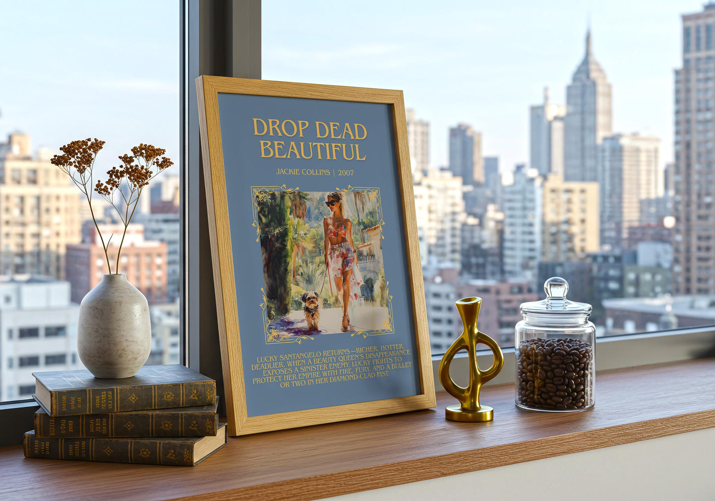 Drop Dead Beautiful by Jackie Collins | Descriptive Book Poster | Blurby