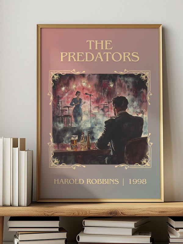 The Predators classic book art print in frame leaning in hallway – thriller wall art