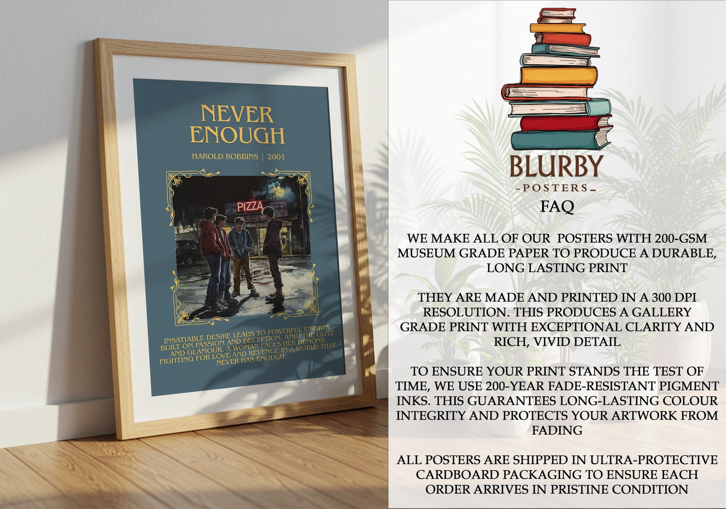 Never Enough by Harold Robbins | Descriptive Book Poster | Blurby
