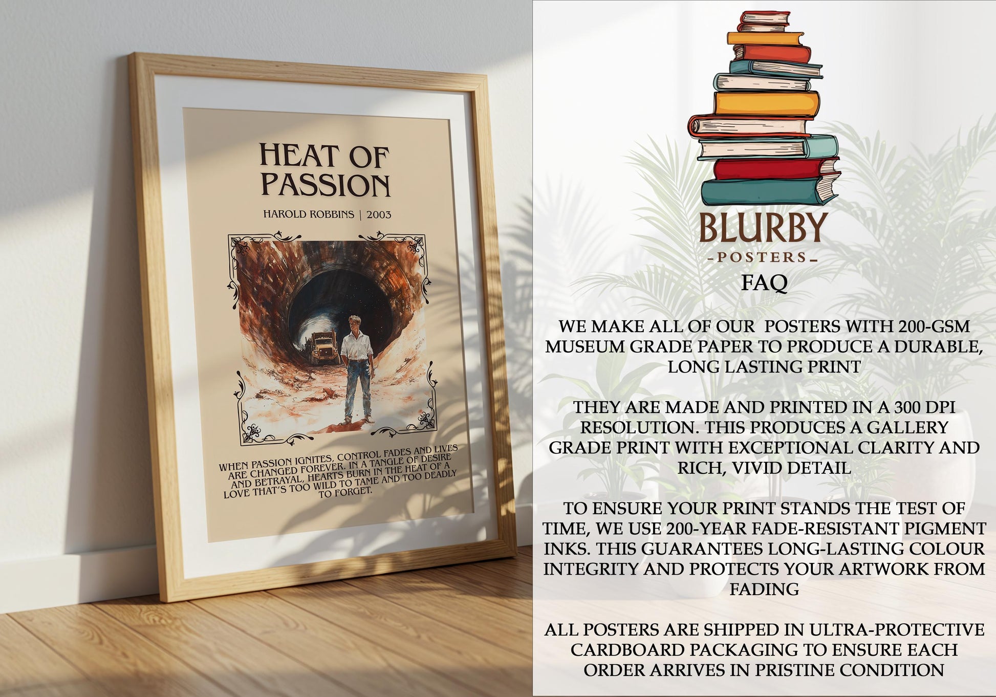 Heat Of Passion by Harold Robbins | Descriptive Book Poster | Blurby