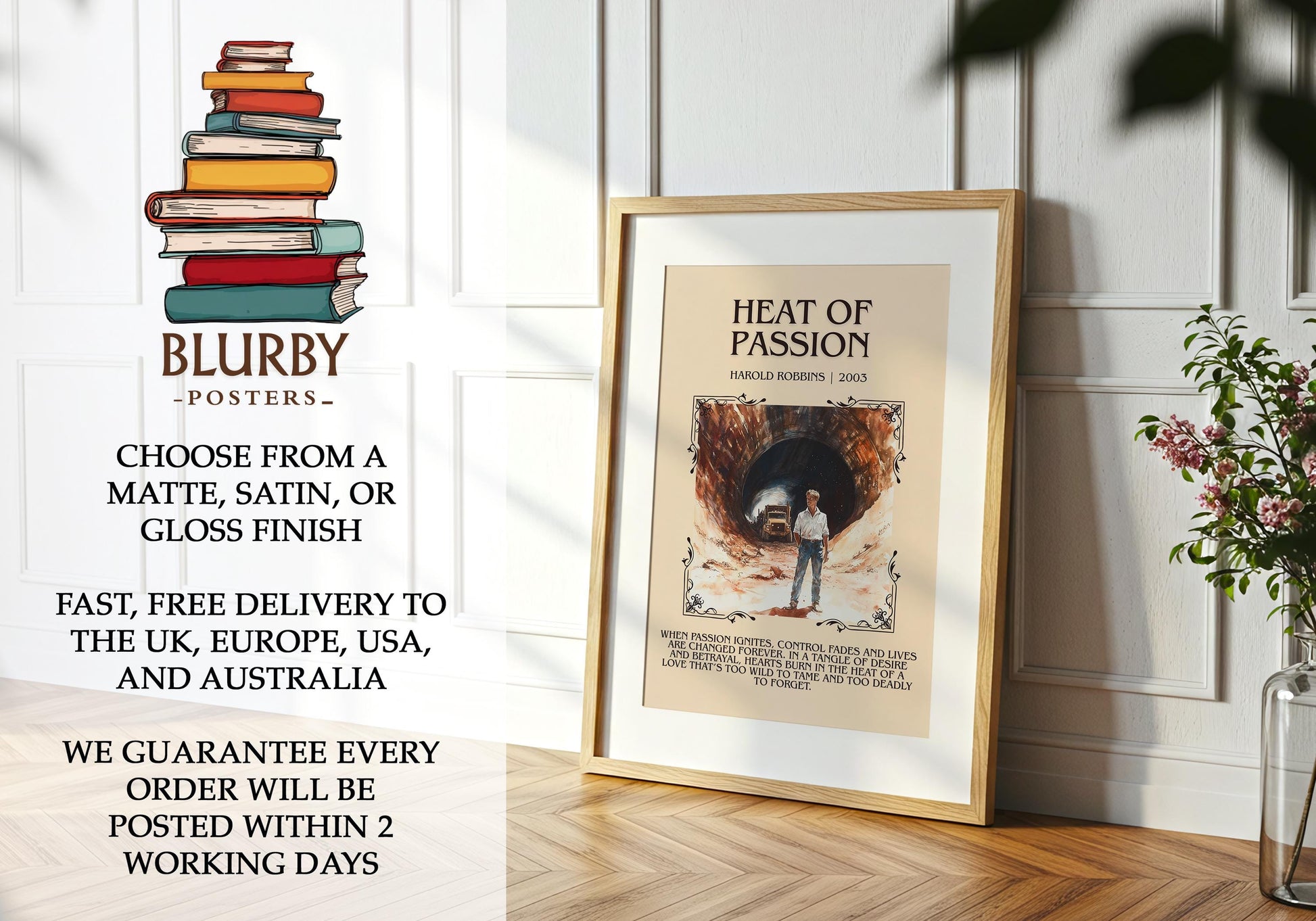 Heat Of Passion by Harold Robbins | Descriptive Book Poster | Blurby