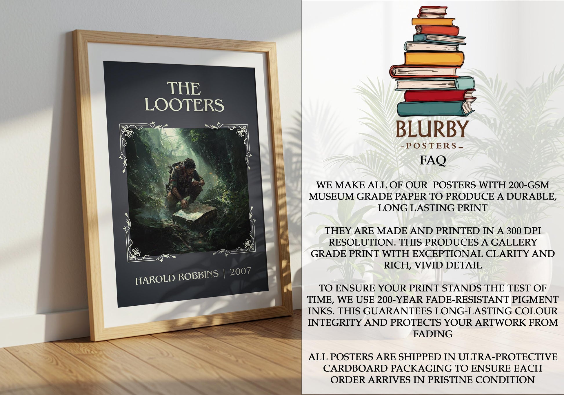 The Looters by Harold Robbins | Descriptive Book Poster | Minimalist