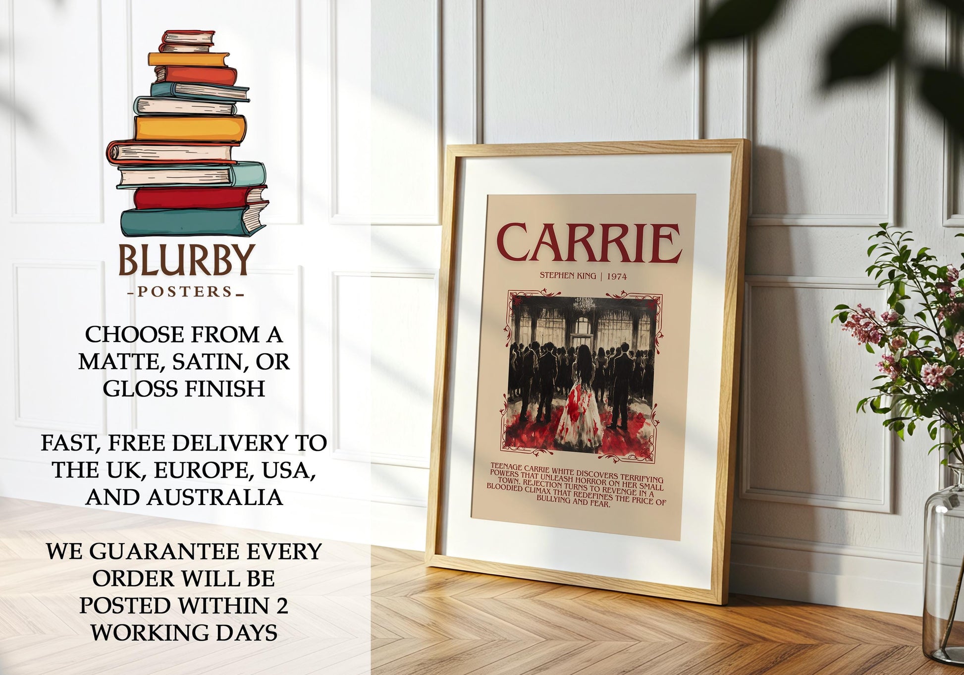 Carrie by Stephen King | Descriptive Book Poster | Blurby