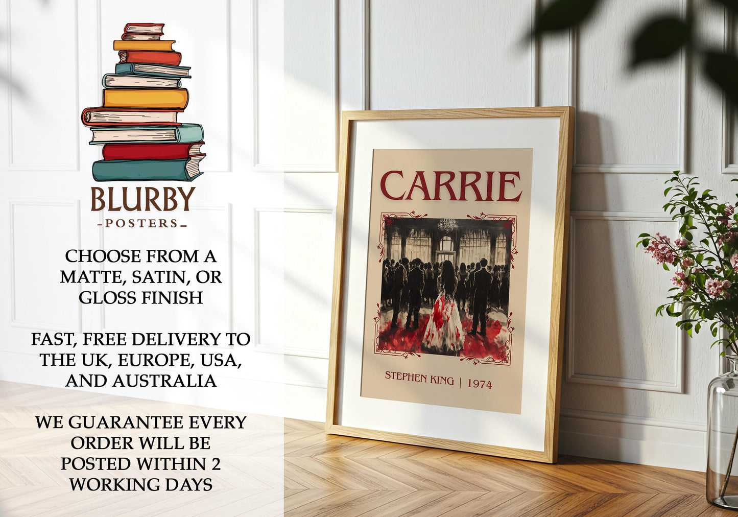 Carrie by Stephen King | Descriptive Book Poster | Minimalist