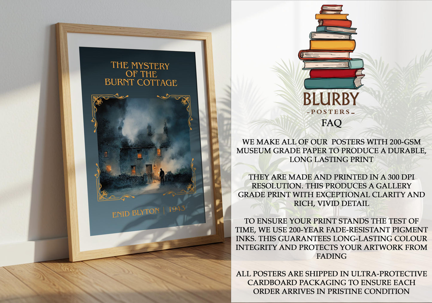 The Mystery Of The Burnt Cottage by Enid Blyton | Descriptive Book Poster | Minimalist