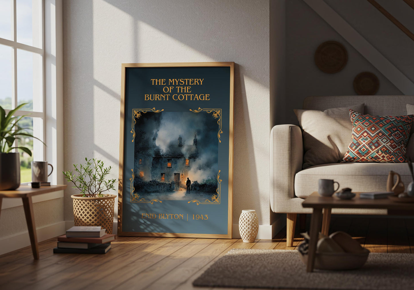 The Mystery Of The Burnt Cottage by Enid Blyton | Descriptive Book Poster | Minimalist