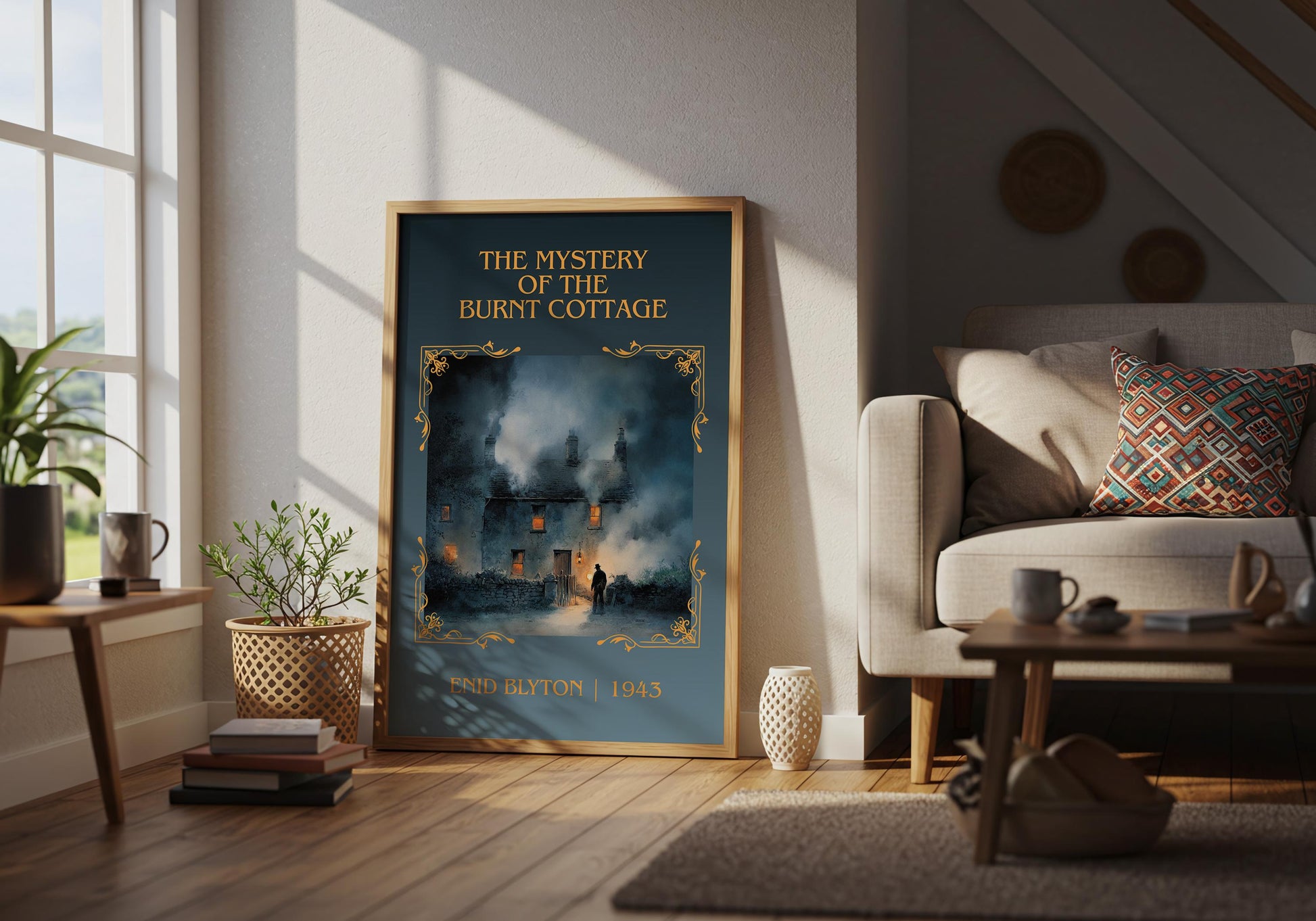 The Mystery Of The Burnt Cottage by Enid Blyton | Descriptive Book Poster | Minimalist