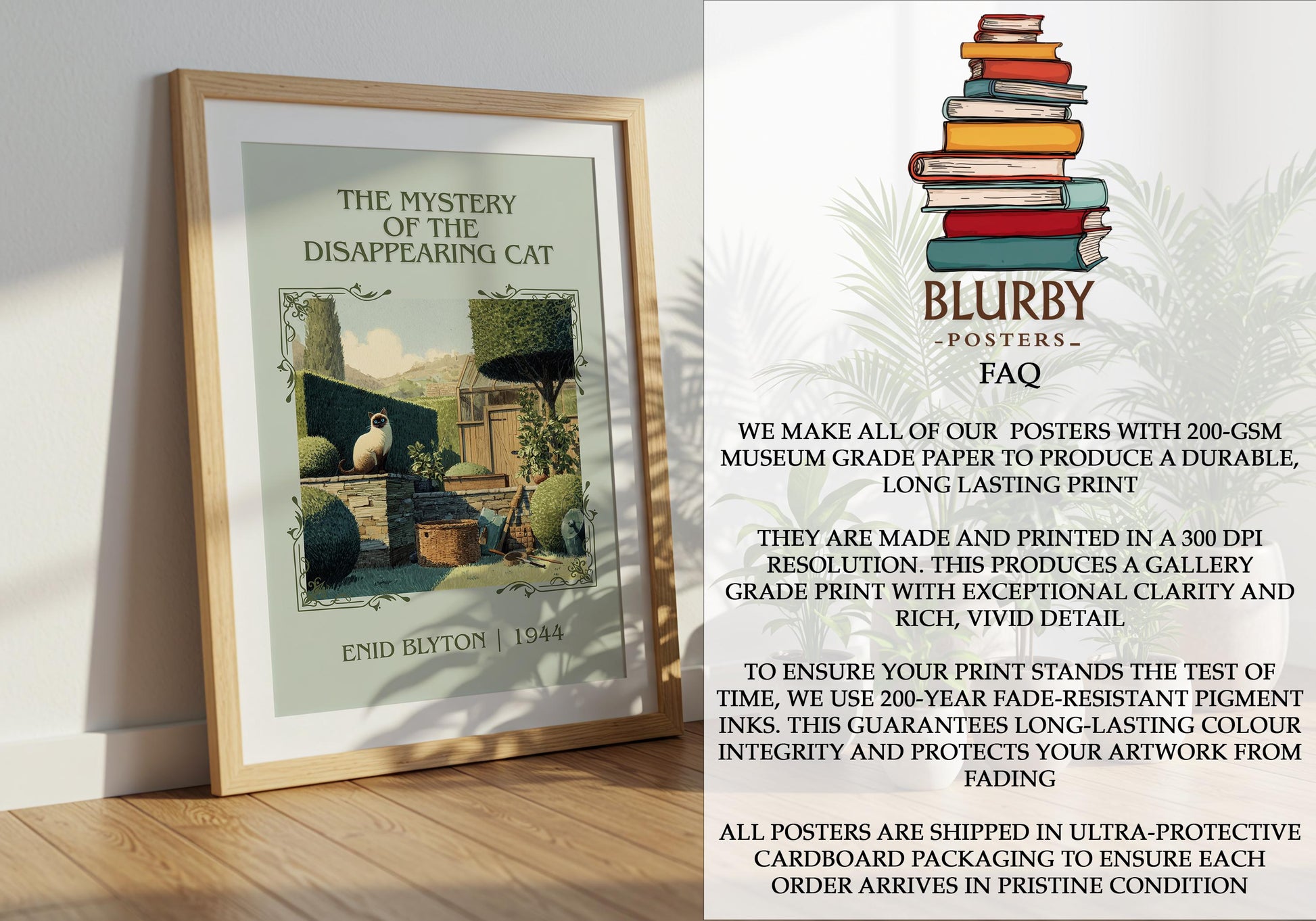 The Mystery Of The Disappearing Cat by Enid Blyton | Descriptive Book Poster | Minimalist