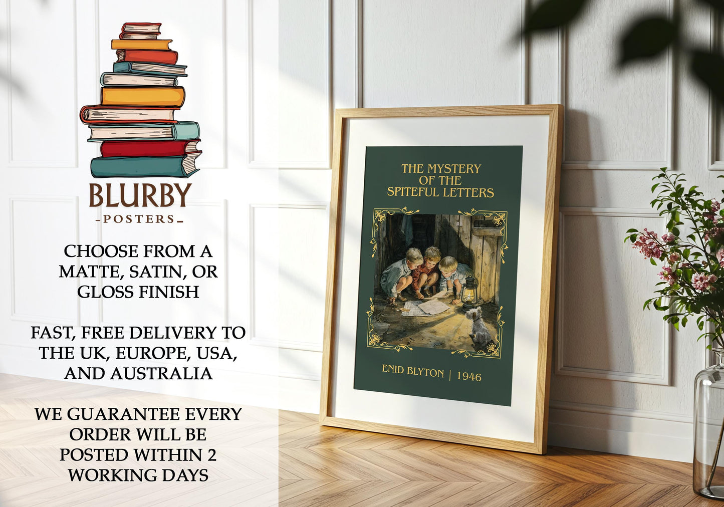 The Mystery Of The Spiteful Letters book poster packaging – museum-quality print rolled in protective tube