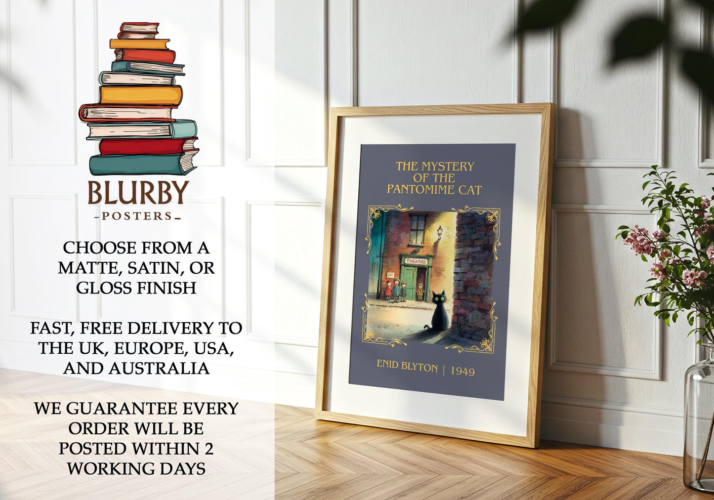 The Mystery of the Pantomime Cat book poster packaging – museum-quality print rolled in protective tube
