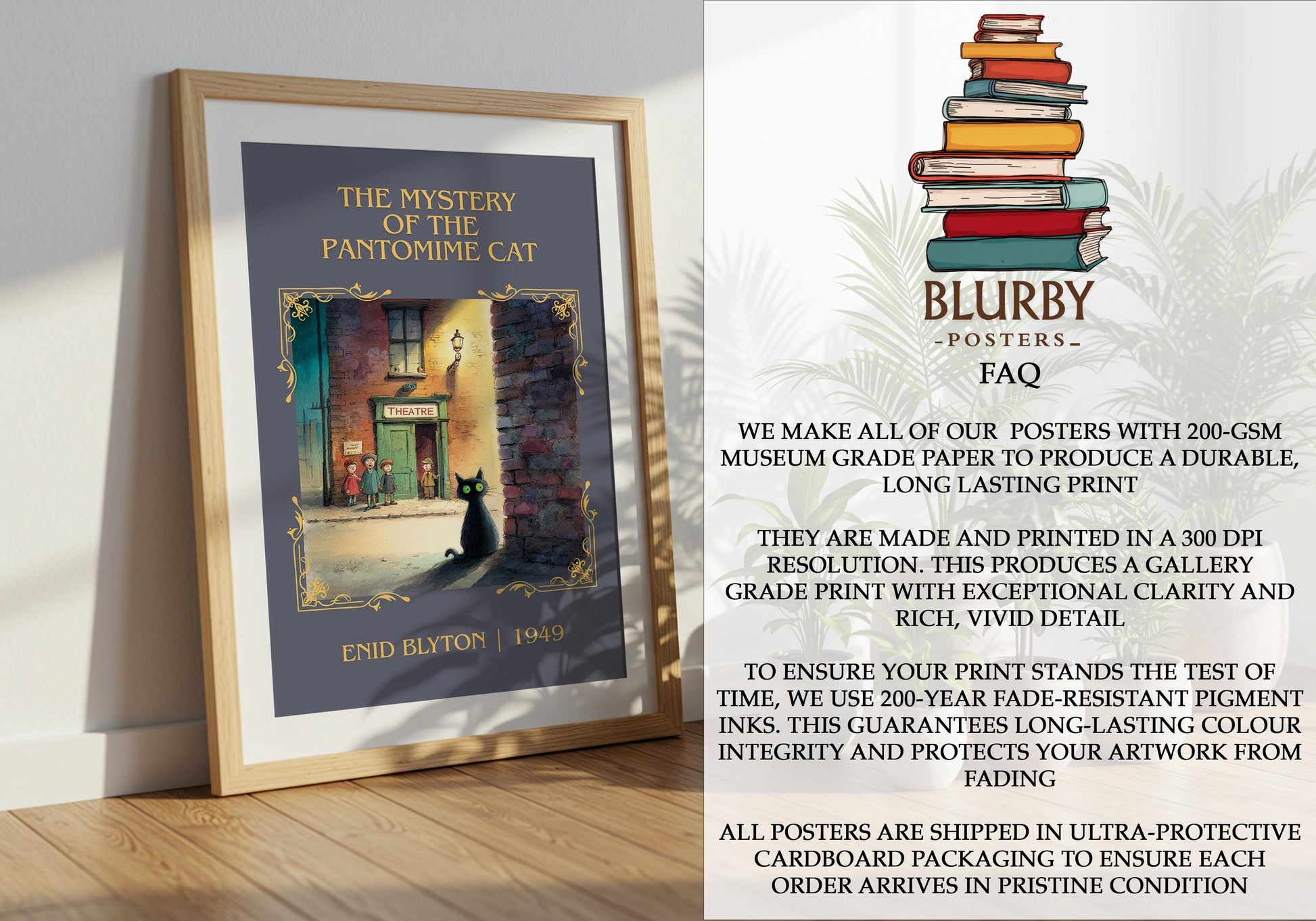 The Mystery Of The Pantomime Cat by Enid Blyton | Descriptive Book Poster | Minimalist