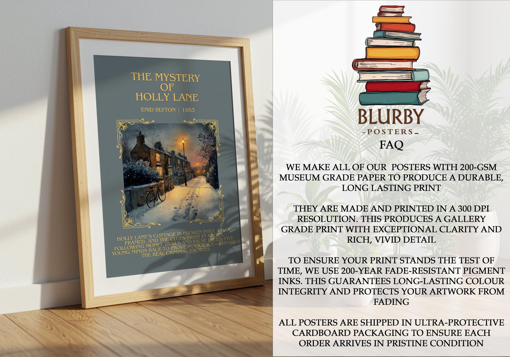 The Mystery Of Holly Lane by Enid Blyton | Descriptive Book Poster | Blurby