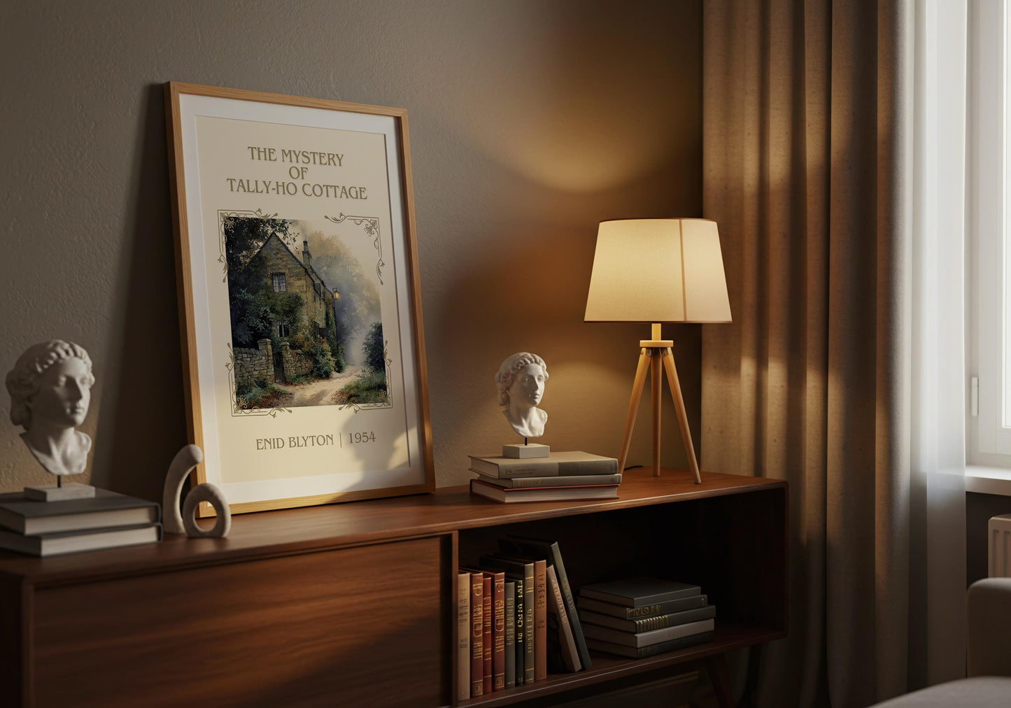 The Mystery Of Tally-Ho Cottage by Enid Blyton | Descriptive Book Poster | Minimalist