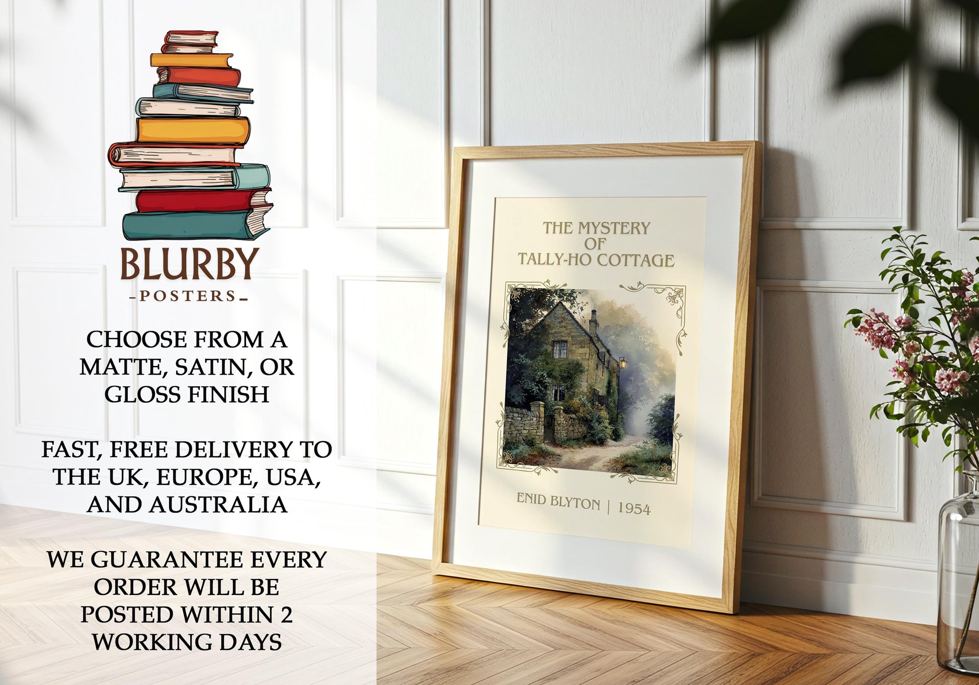 The Mystery Of Tally-Ho Cottage by Enid Blyton | Descriptive Book Poster | Minimalist
