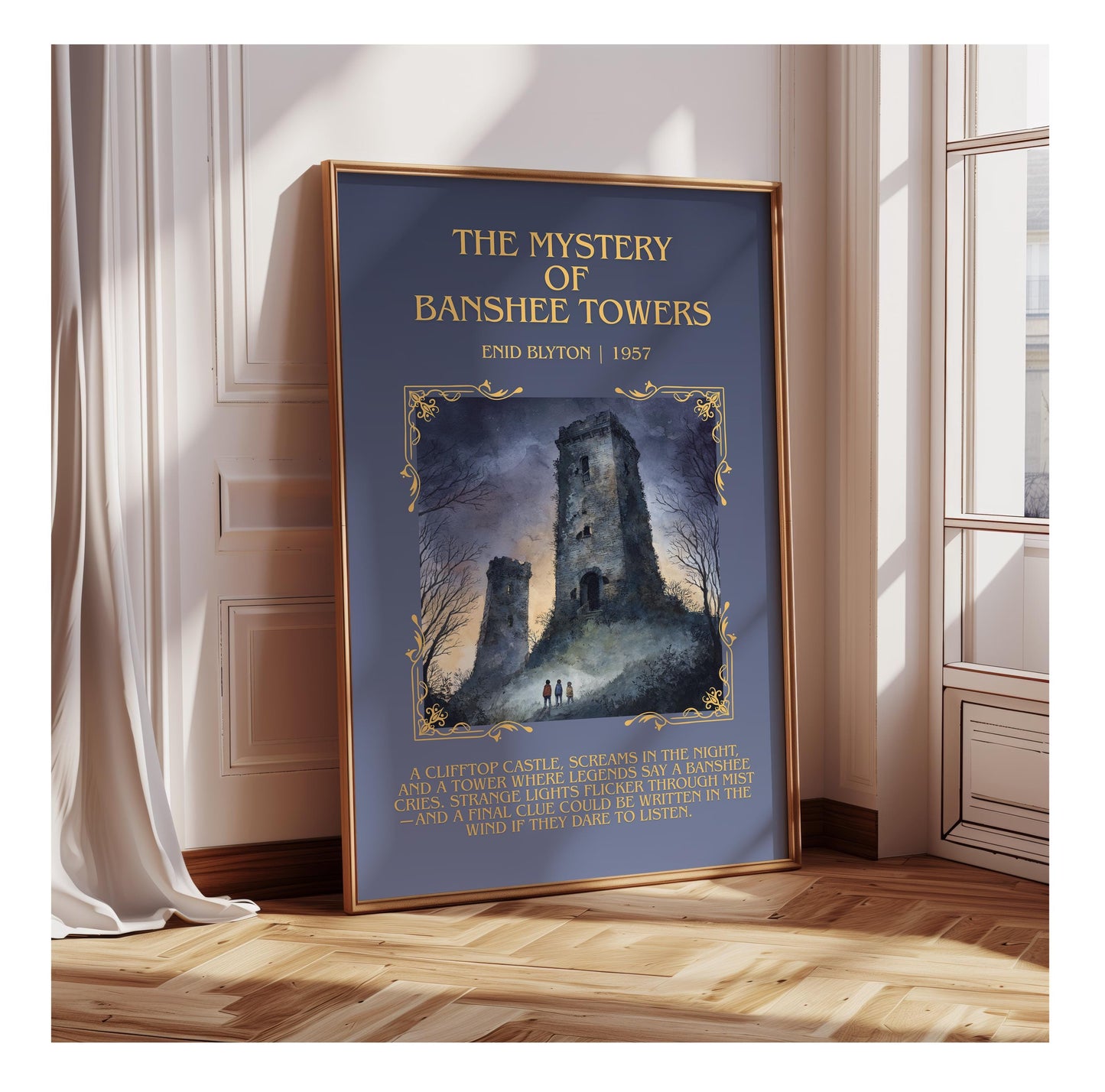 The Mystery Of Banshee Towers by Enid Blyton | Descriptive Book Poster | Blurby