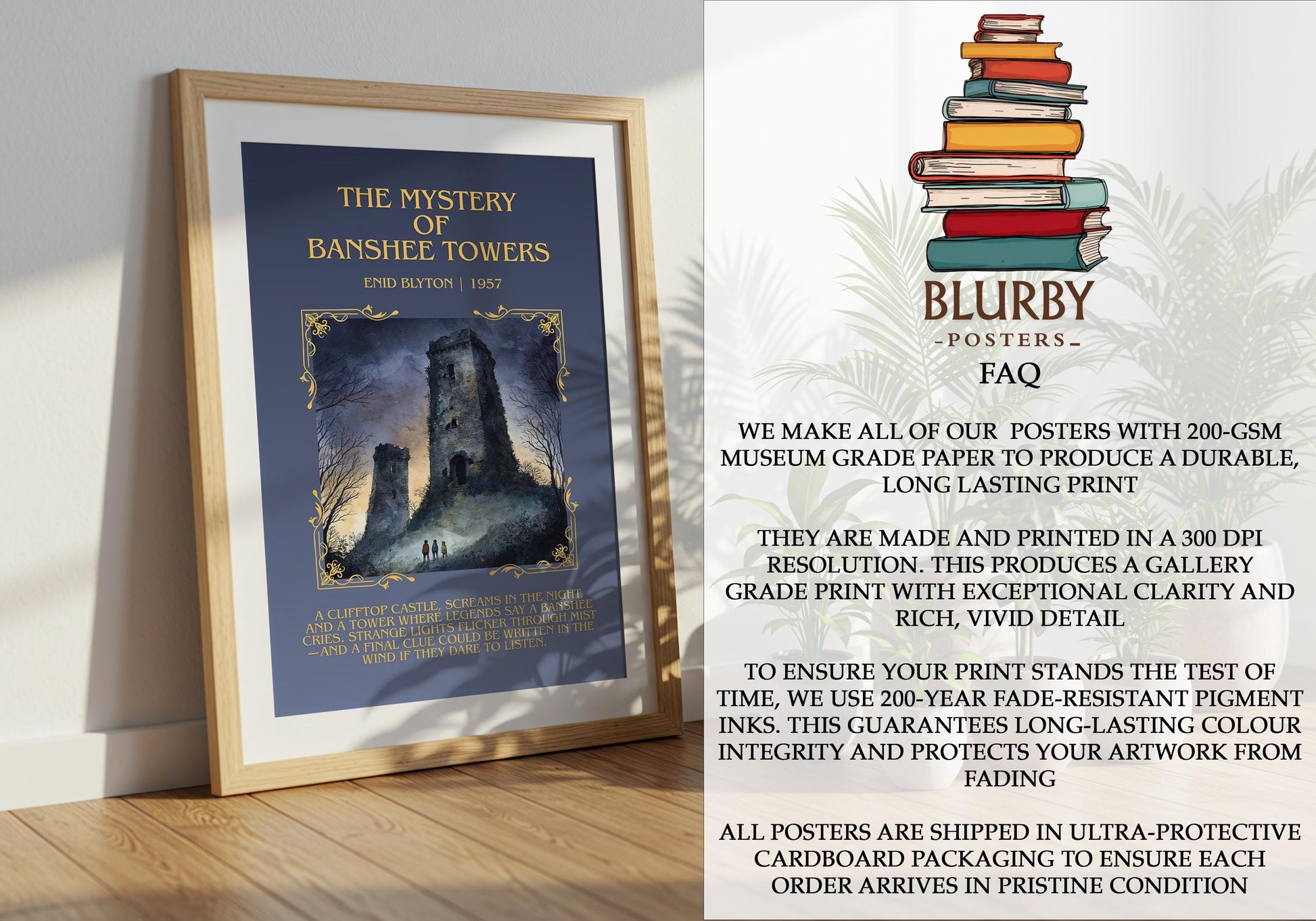 The Mystery Of Banshee Towers by Enid Blyton | Descriptive Book Poster | Blurby