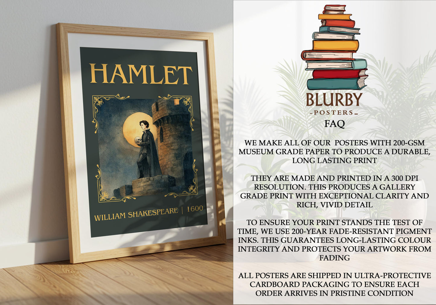 Hamlet by William Shakespeare | Descriptive Book Poster | Minimalist