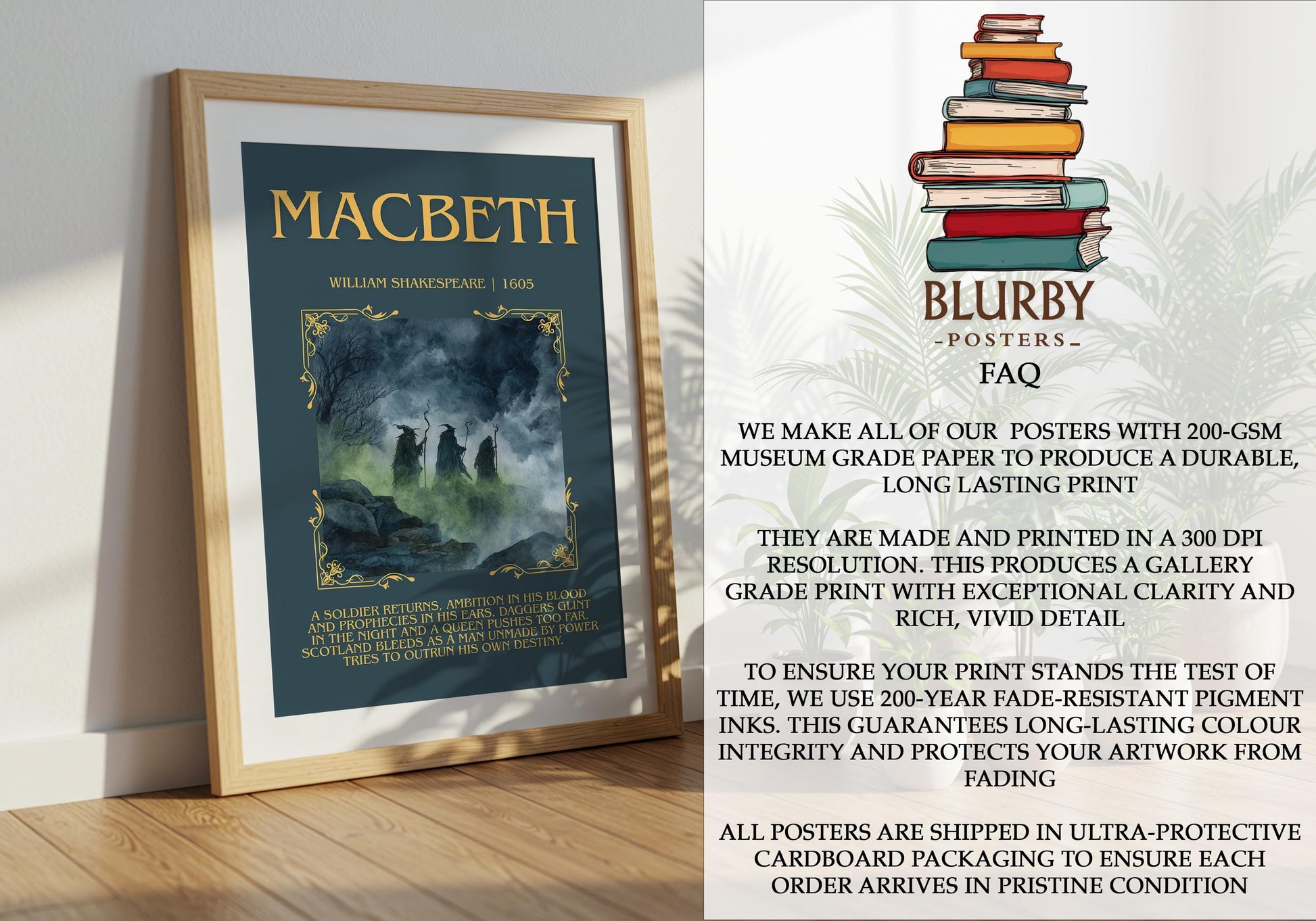 Macbeth by William Shakespeare | Descriptive Book Poster | Blurby
