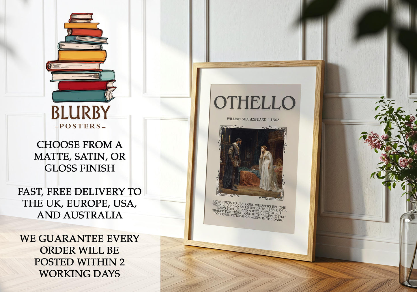 Othello by William Shakespeare | Descriptive Book Poster | Blurby
