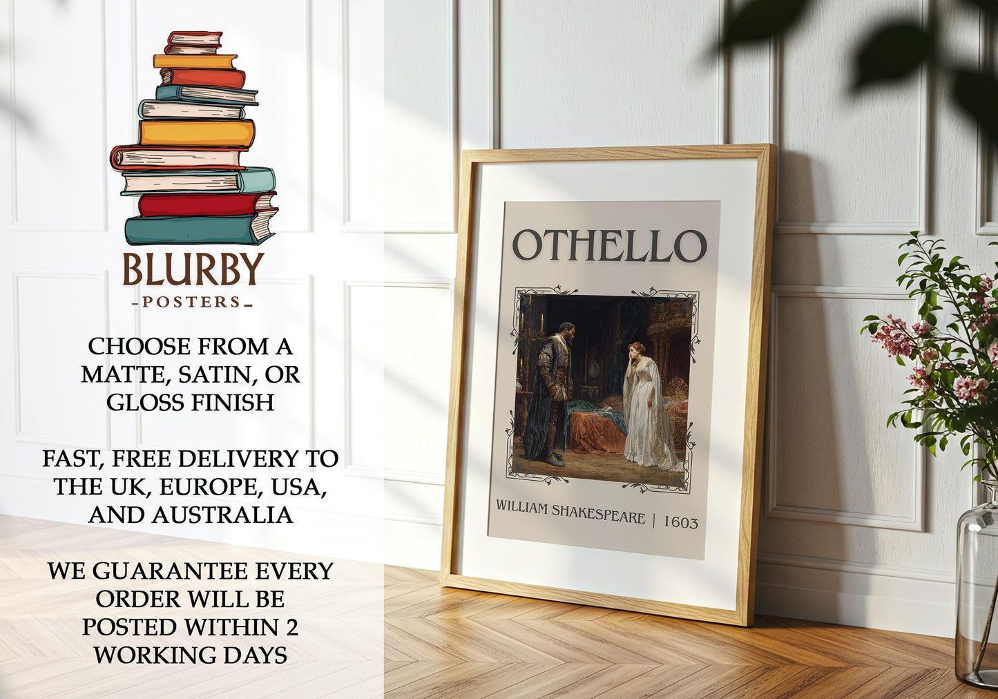 Othello book poster packaging – museum-quality print rolled in protective tube